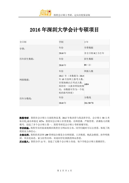 2016年深圳大学会计专硕项目