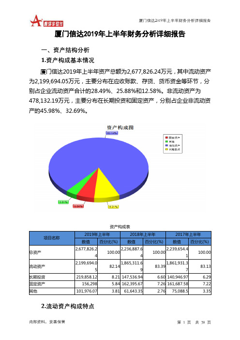厦门信达2019年上半年财务分析详细报告