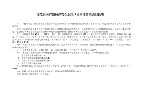 表格模板-现场检查评分汇总表范例浙江省医疗器械经营