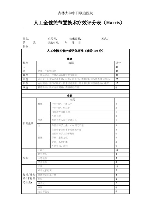 髋关节评分表(Harris)