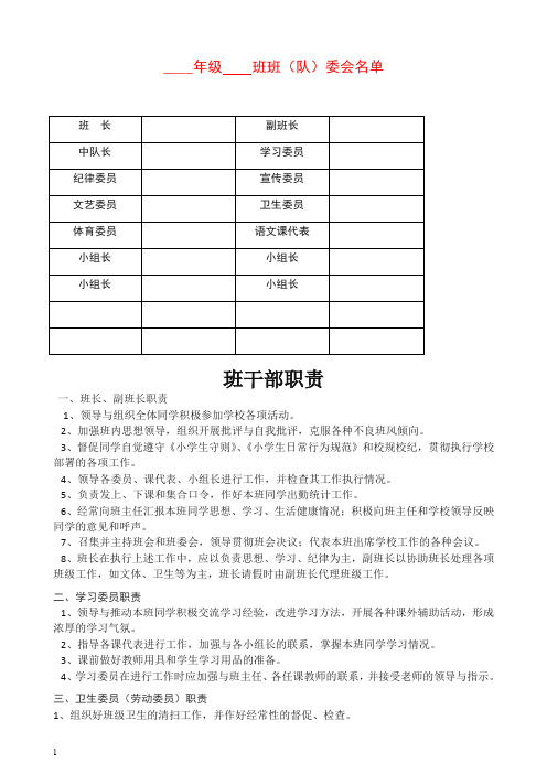 【推荐】中小学班委会名单.doc