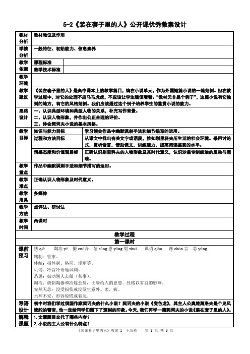 5-2必修五《装在套子里的人》公开课优秀教案