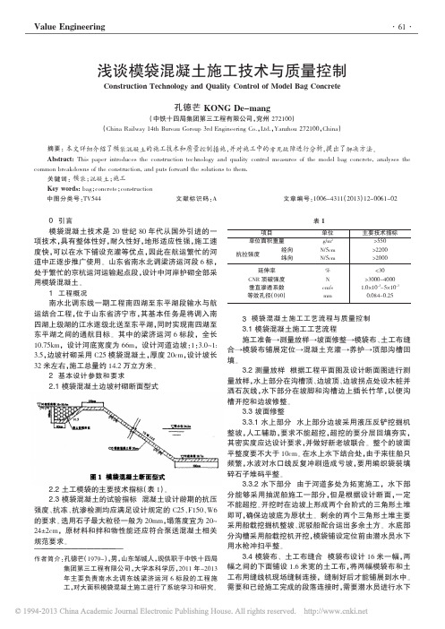浅谈模袋混凝土施工技术与质量控制_孔德芒