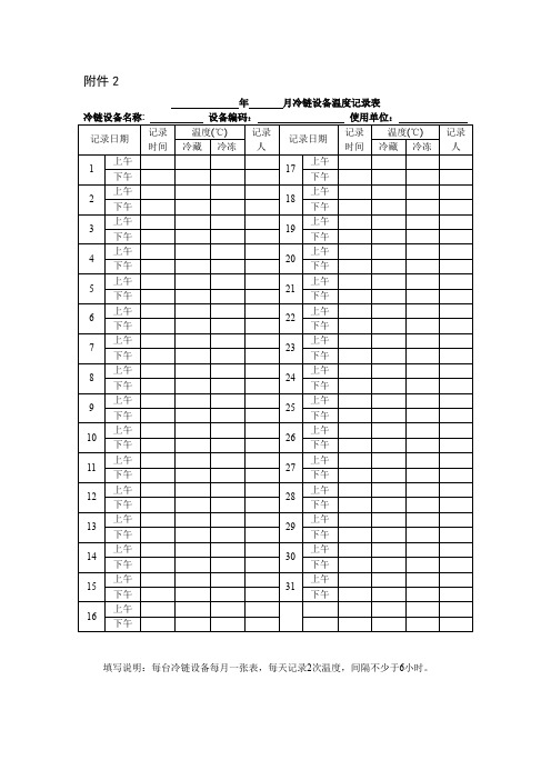 冰箱记录表