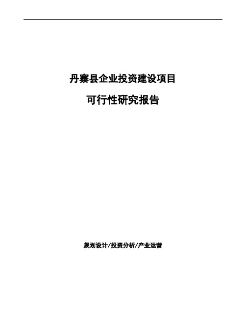 丹寨县如何编写可行性研究报告(参考)