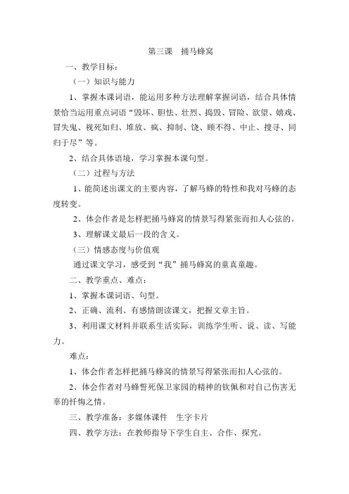 第三课  捅马蜂窝初中汉语九年级汇总
