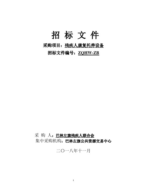 残疾人联合会残疾人康复托养设备公开招投标书范本