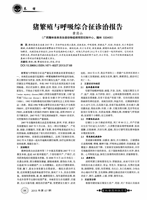 猪繁殖与呼吸综合征诊治报告