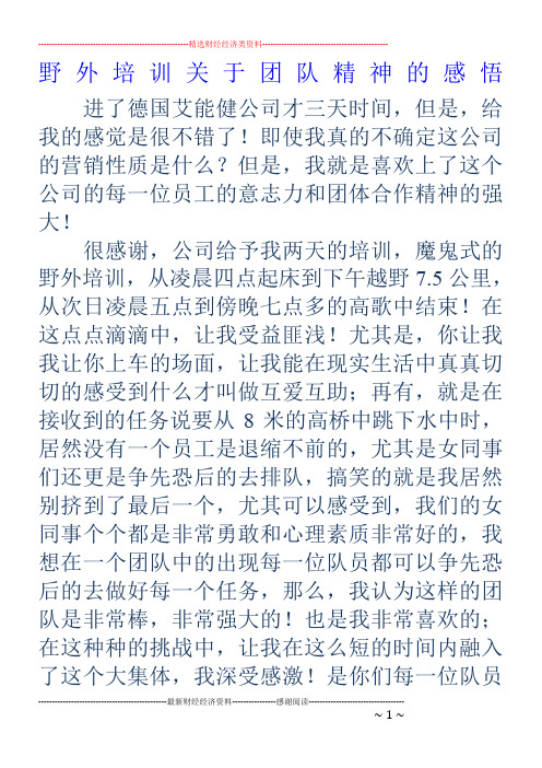 野外培训关于团队精神的感悟
