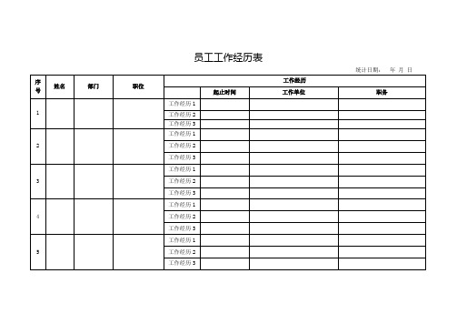 员工工作经历表