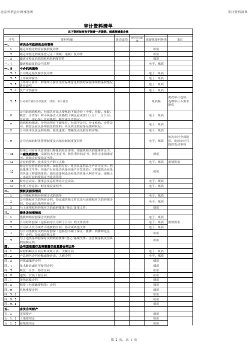总体审计资料清单