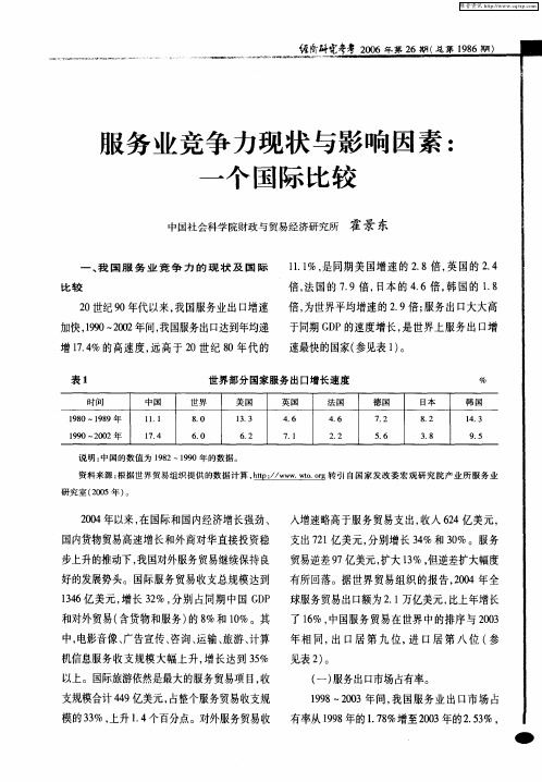 服务业竞争力现状与影响因素：一个国际比较