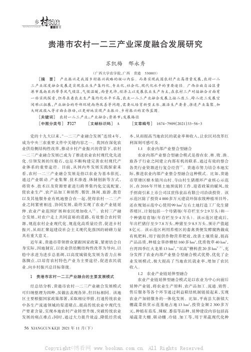贵港市农村一二三产业深度融合发展研究