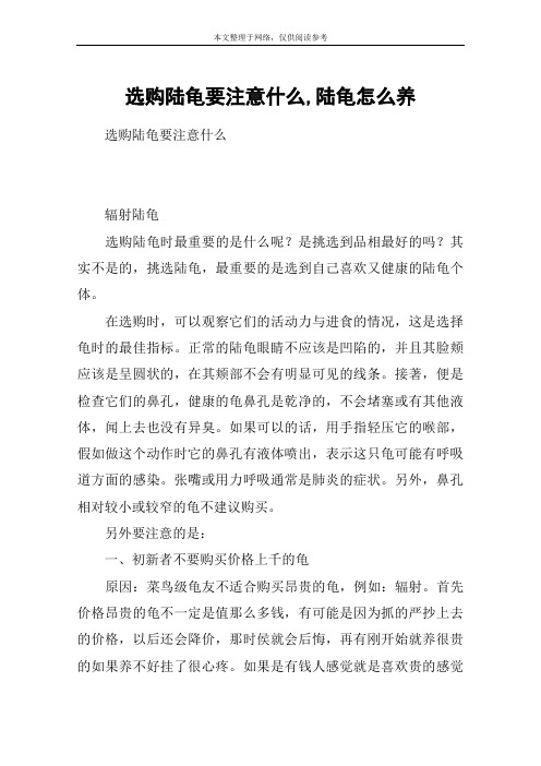选购陆龟要注意什么,陆龟怎么养