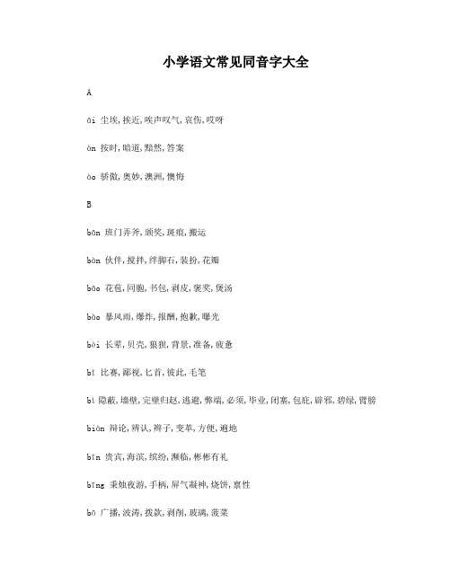 小学常见同音字