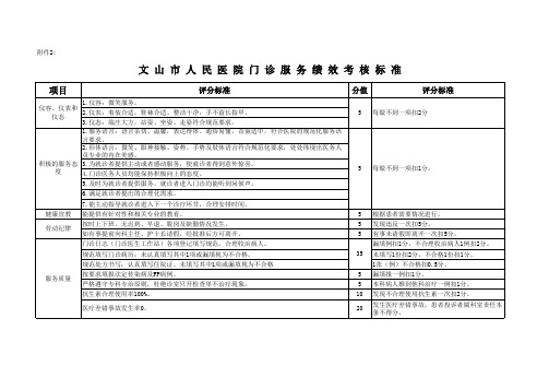 门诊服务绩效考核标准(1)