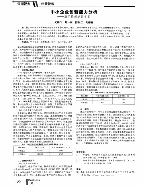 中小企业创新能力分析——基于徐州统计年鉴
