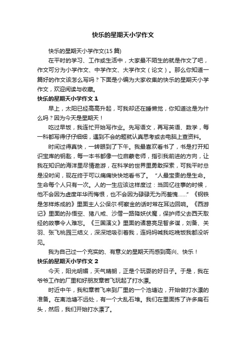 快乐的星期天小学作文（15篇）