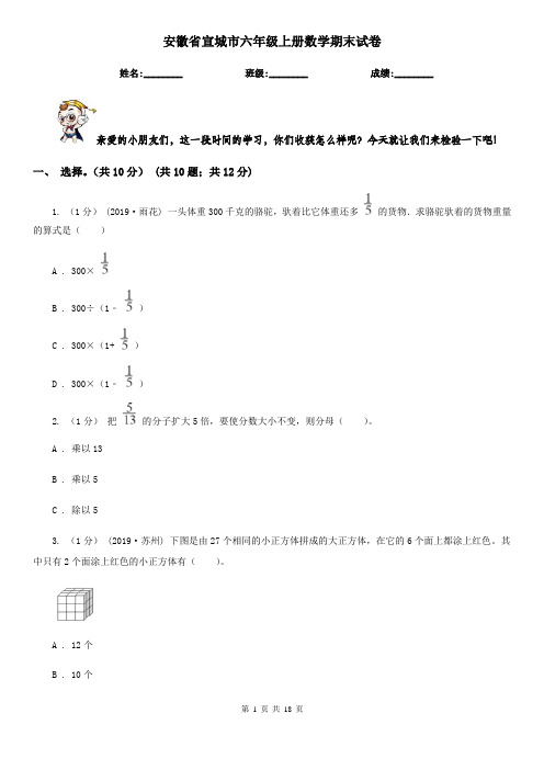 安徽省宣城市六年级上册数学期末试卷