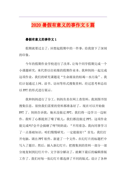 暑假有意义的事作文5篇