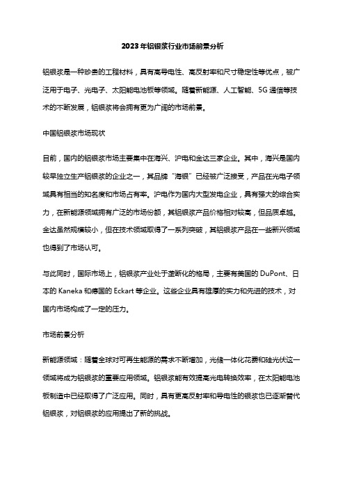 2023年铝银浆行业市场前景分析