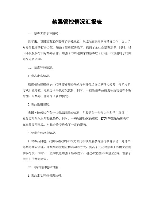 禁毒管控情况汇报表