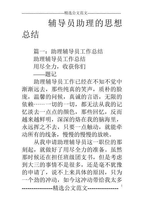 辅导员助理的思想总结