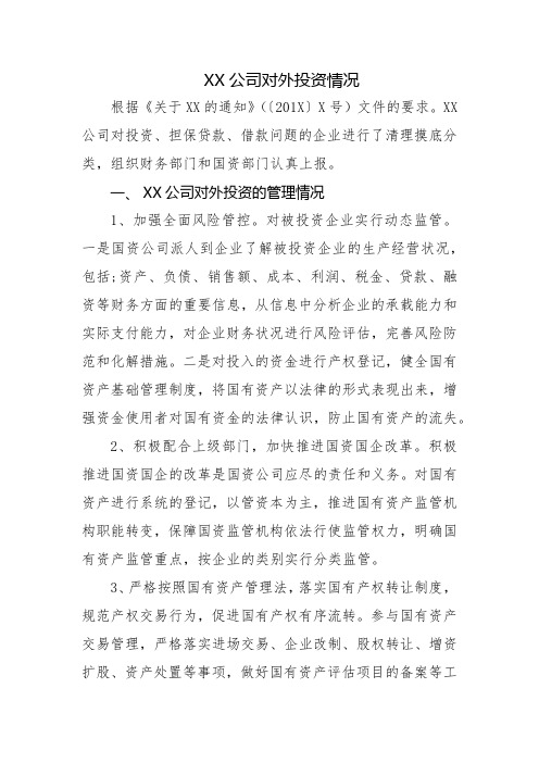 对外投资情况说明
