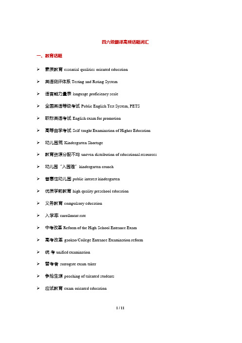 英语四六级翻译高频话题词汇