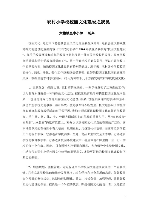 农村小学校校园文化建设之我见