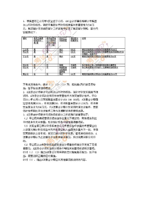 2012年审计简答题真题答案版