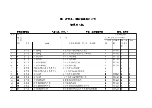 公司概论学习计划