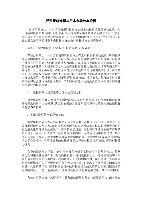 投资策略选择与资本市场效率分析