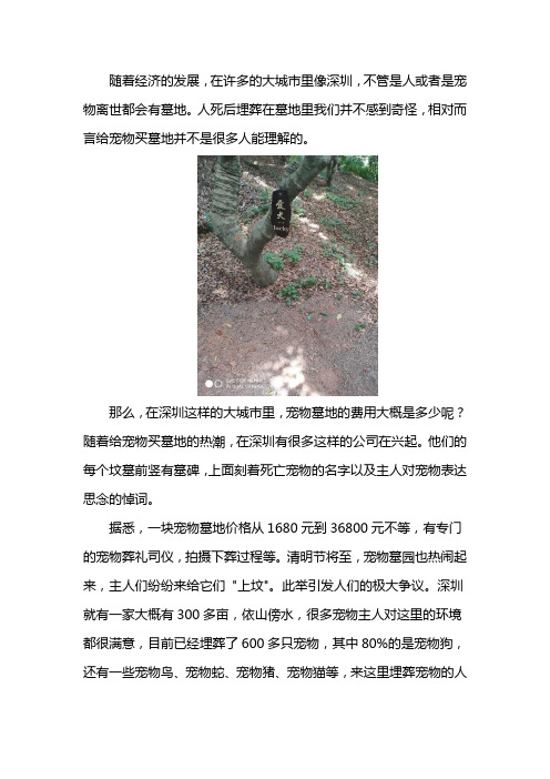 深圳宠物墓地费用是多少