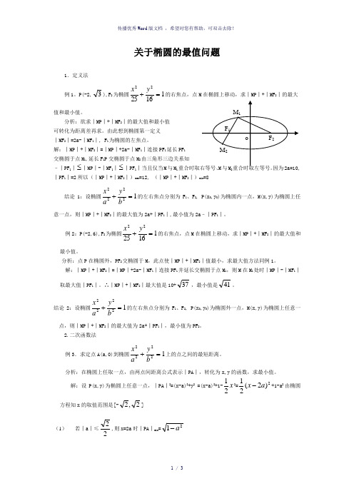 椭圆的最值问题