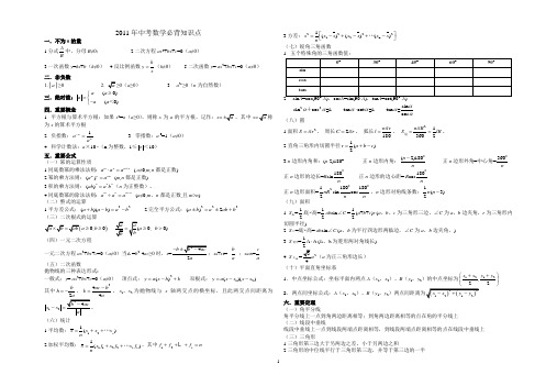 2011年中考数学必背知识点