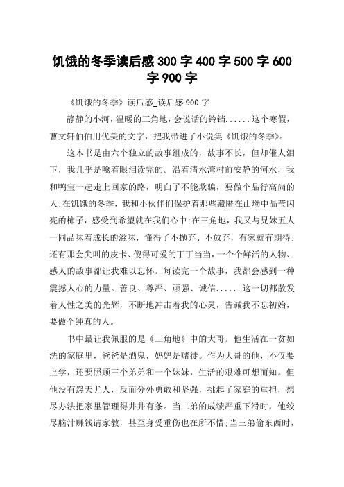 饥饿的冬季读后感300字400字500字600字900字