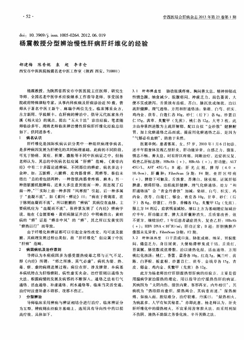 杨震教授分型辨治慢性肝病肝纤维化的经验