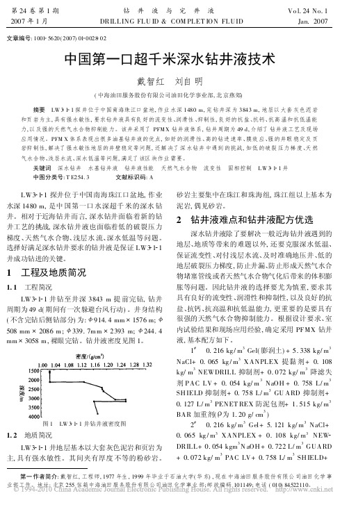 中国第一口超千米深水钻井液技术