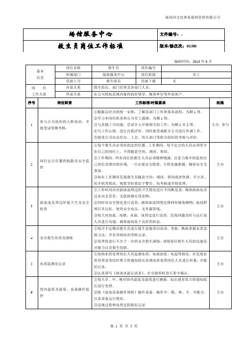 救生员工作标准及考核