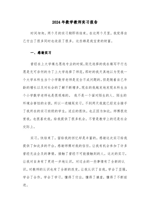 2024年数学教师实习报告(六篇)