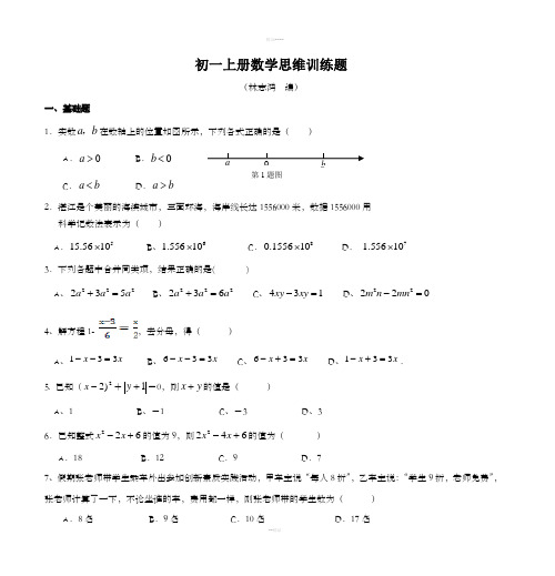 初一上册数学思维训练题