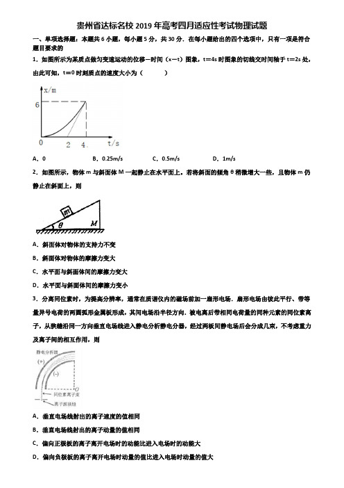 贵州省达标名校2019年高考四月适应性考试物理试题含解析