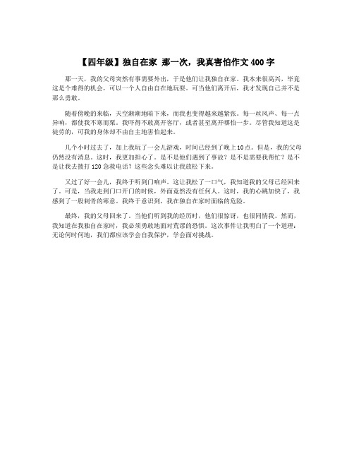 【四年级】独自在家 那一次,我真害怕作文400字