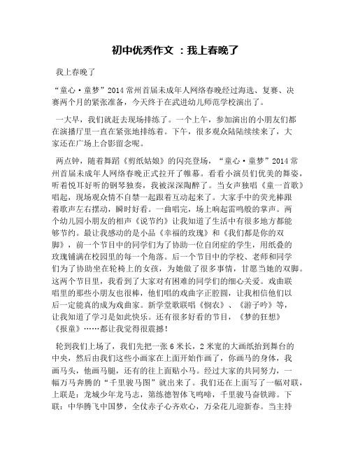 初中优秀作文 ：我上春晚了