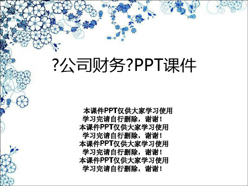 《公司财务》PPT课件