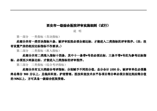 一级医院标准