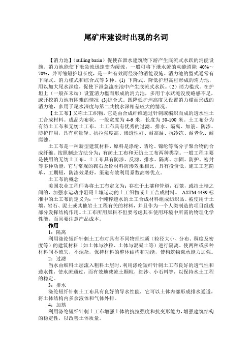 尾矿库建设时出现名词
