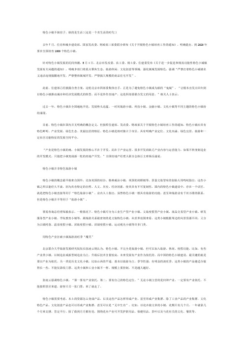 特色小镇不缺房子,缺的是生活!(这是一个卖生活的时代!)
