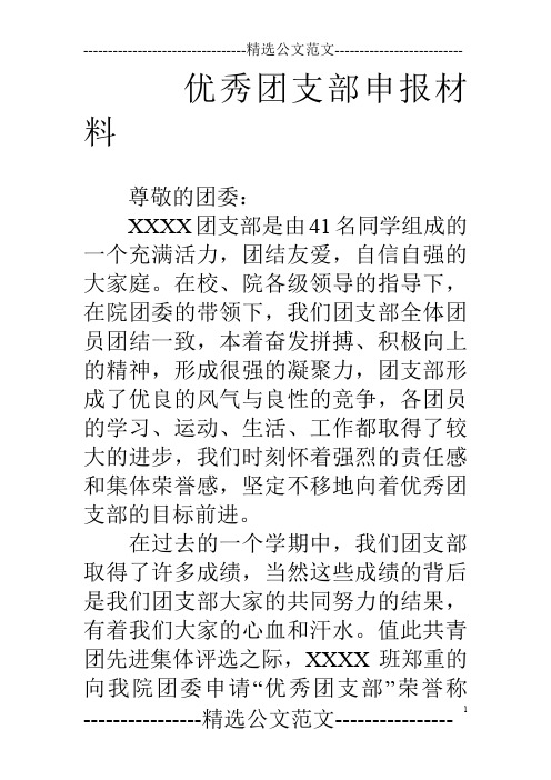 优秀团支部申报材料